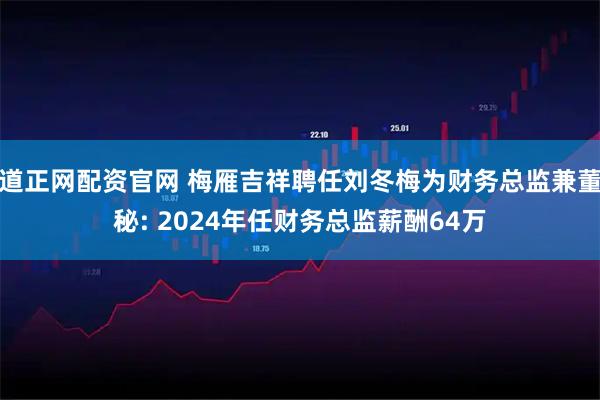 道正网配资官网 梅雁吉祥聘任刘冬梅为财务总监兼董秘: 2024年任财务总监薪酬64万